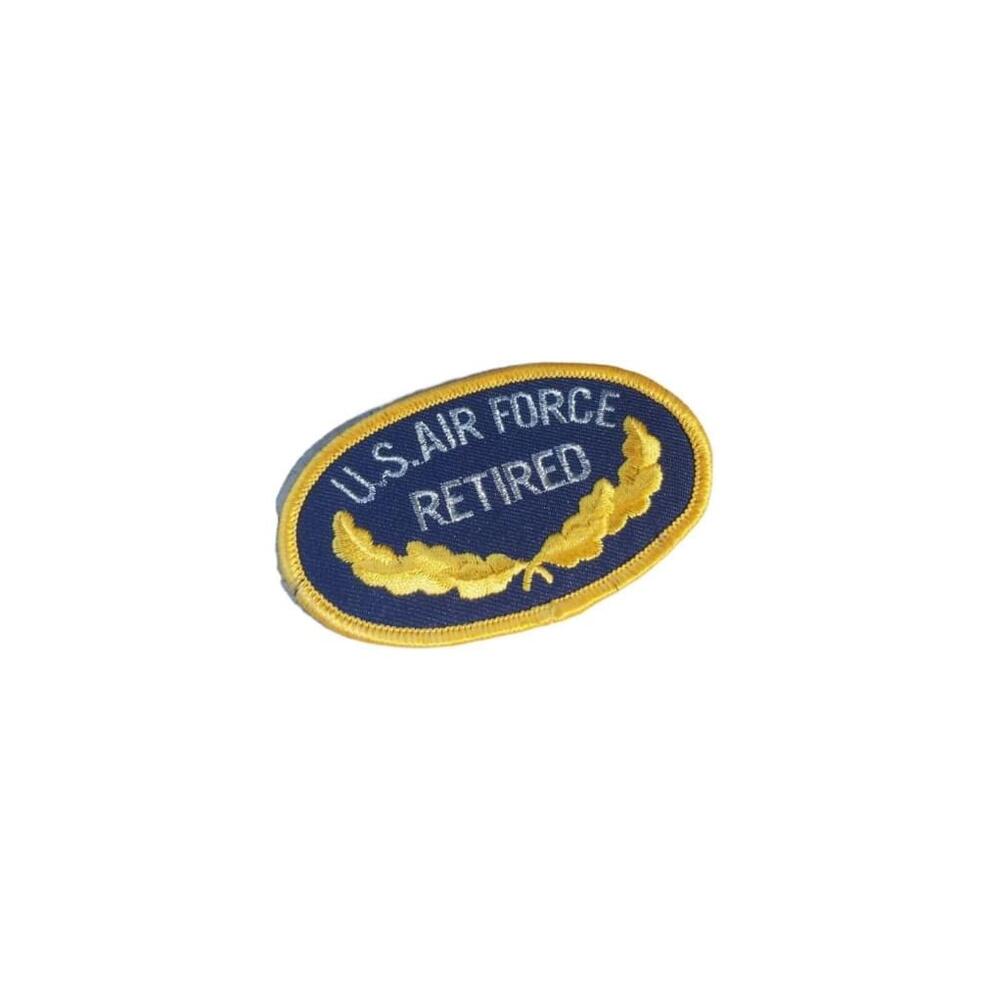 USAF U.S. Air Force Retired hat patch m/e B oval blue yellow gold retirement